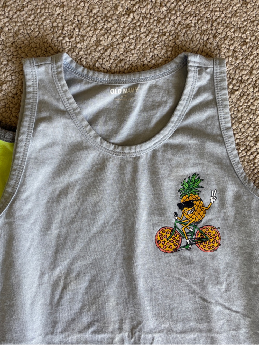 Boys Old Navy Neon Yellow & Light Gray Kids Graphic Tank Duo sz 8 - Picture 3 of 4